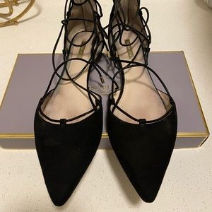 Louise et Cie size 12 black suede lace up flats